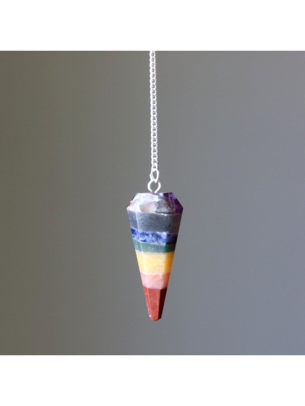 Chakra Pendulum 7 Layer Crystal Total Reiki Healing Dowsing Divination Tool Gift